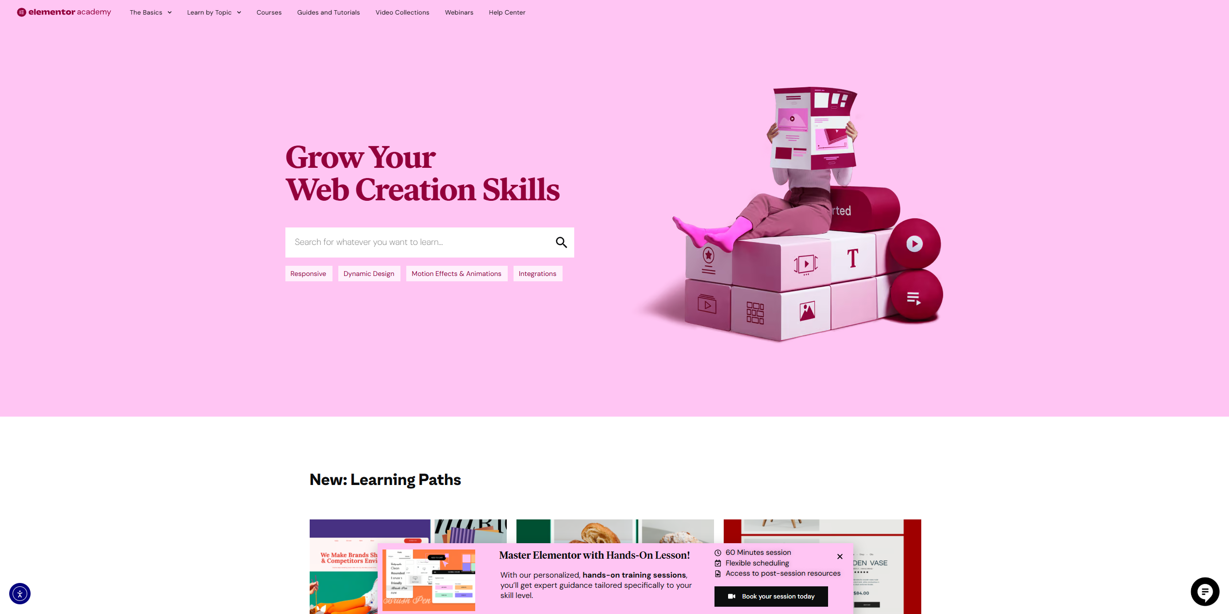 Visualisierung des 2. Online-Kurses der Elementor Academy Website