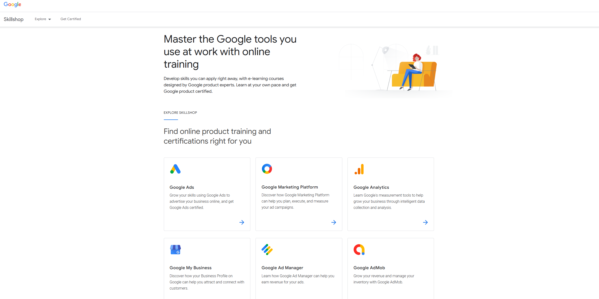 Visualisierung des 4. Online-Kurses der Google Skillshop Website